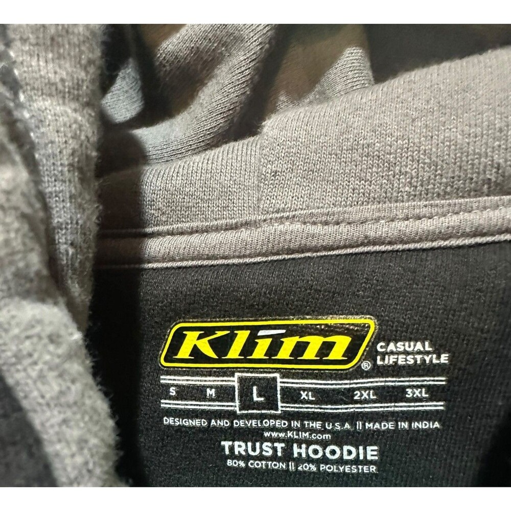 Klim Hoodie Mens Large Black Trust Graphic Logo Pullover Sweatshirt Moto - Picture 3 of 7